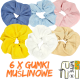 Zestaw gumek muślinowych do włosów MINI: BIAŁA+ CAMEL+GRANATOWA+MUSZTARDOWA+NIEBIESKA+PUDROWY RÓŻ, 6 szt., NappiMe